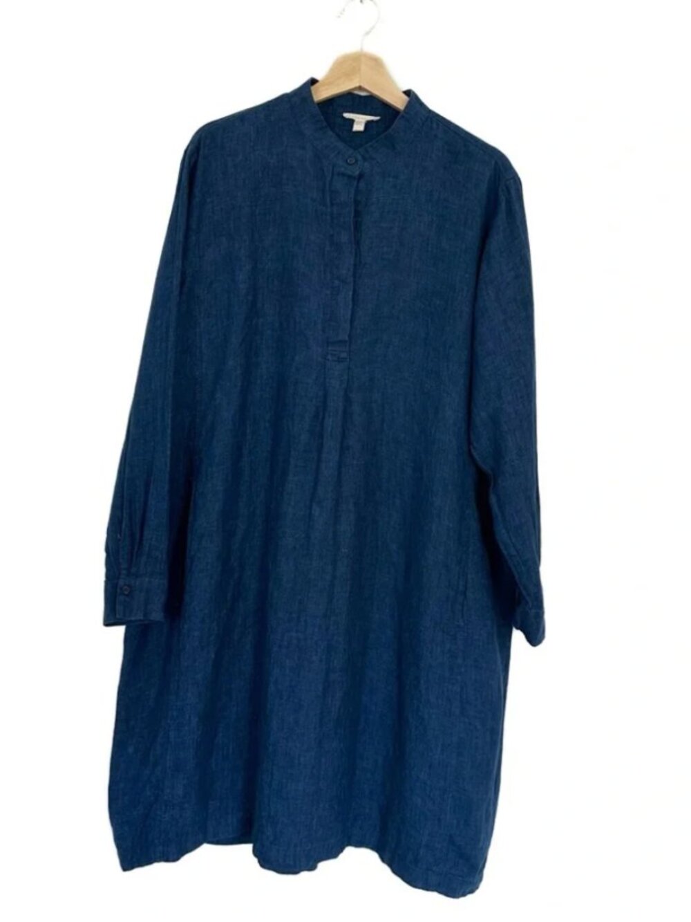 Eileen Fisher 100% Linen Tunic Dress | Indigo Blue | Size XL | Side Pockets - Picture 3 of 6